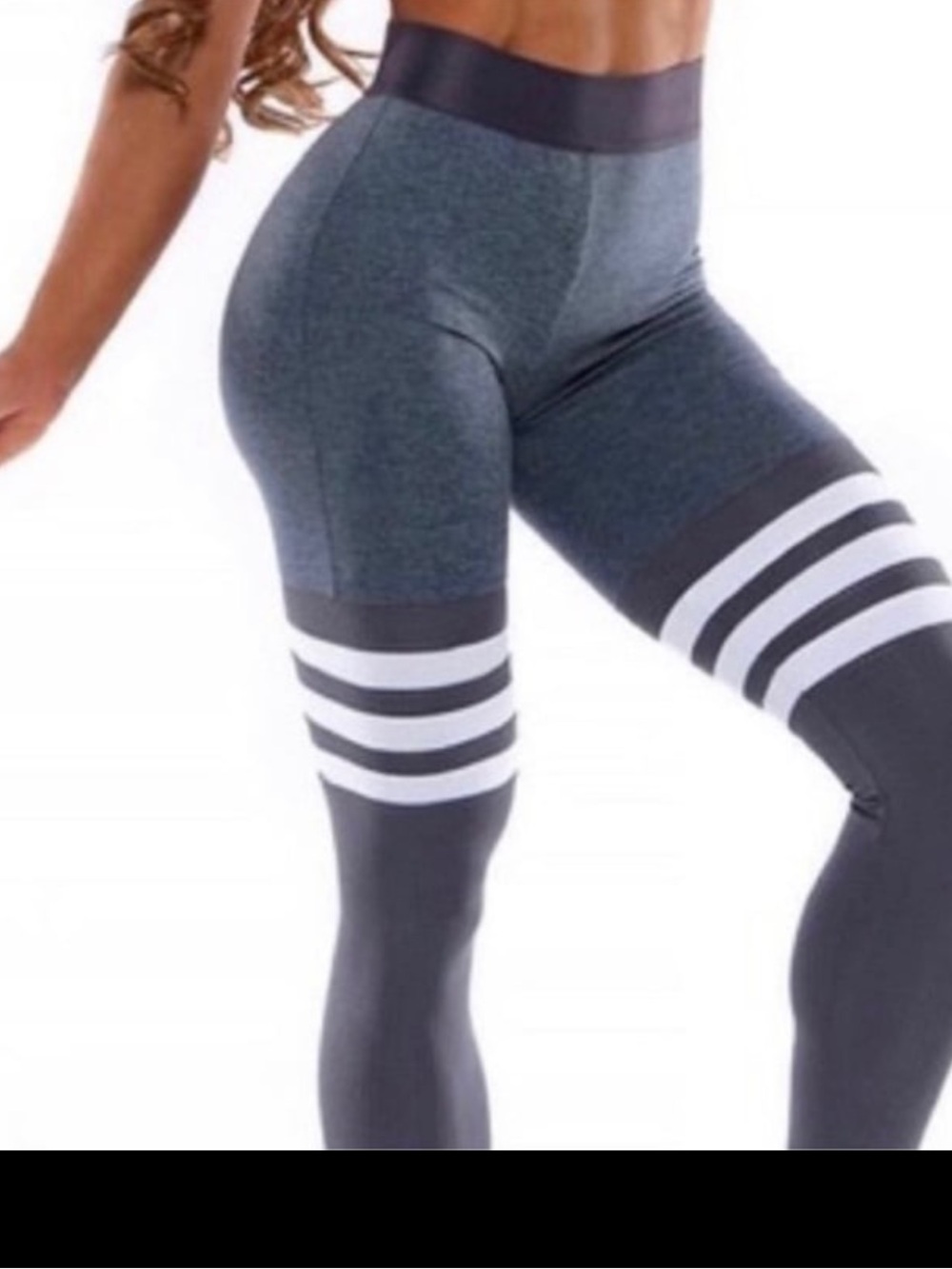 Bombshell Sportswear Gray/Blue/White Thigh High leggings XS